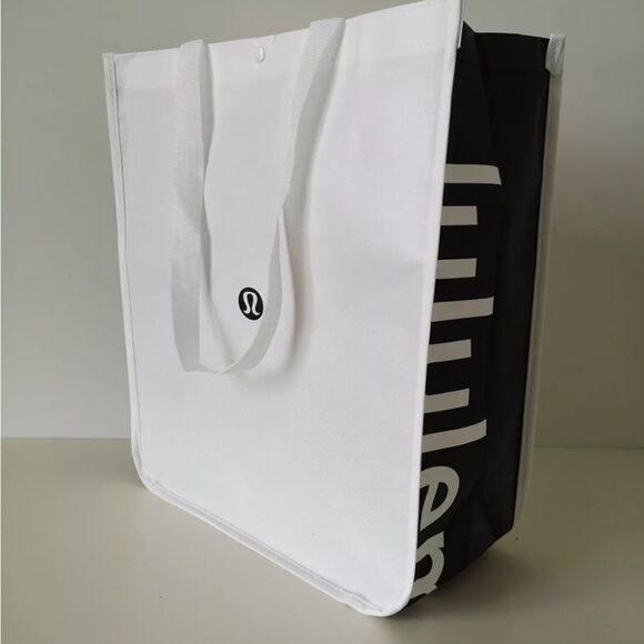 NEW 1 Lululemon Large Reusable Shopping Gift Bag Tote Black and white - Picture 1 of 2